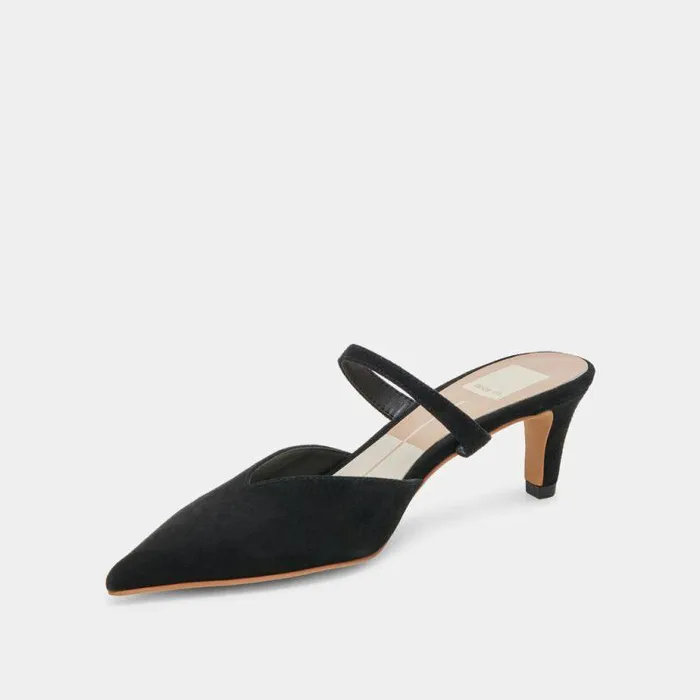 Mules and Clogs Shop Dolce Vita Kanika Mid Heels Onyx Suede Onyx Suede