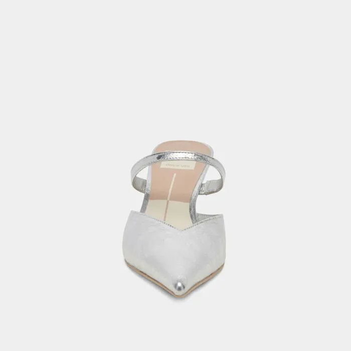 Mules and Clogs Shop Dolce Vita Kanika Mid Heels Silver Distressed Leather Silver Distressed Leather