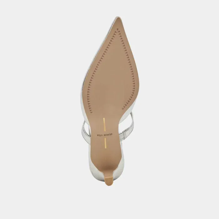 Mules and Clogs Shop Dolce Vita Kanika Mid Heels Silver Distressed Leather Silver Distressed Leather