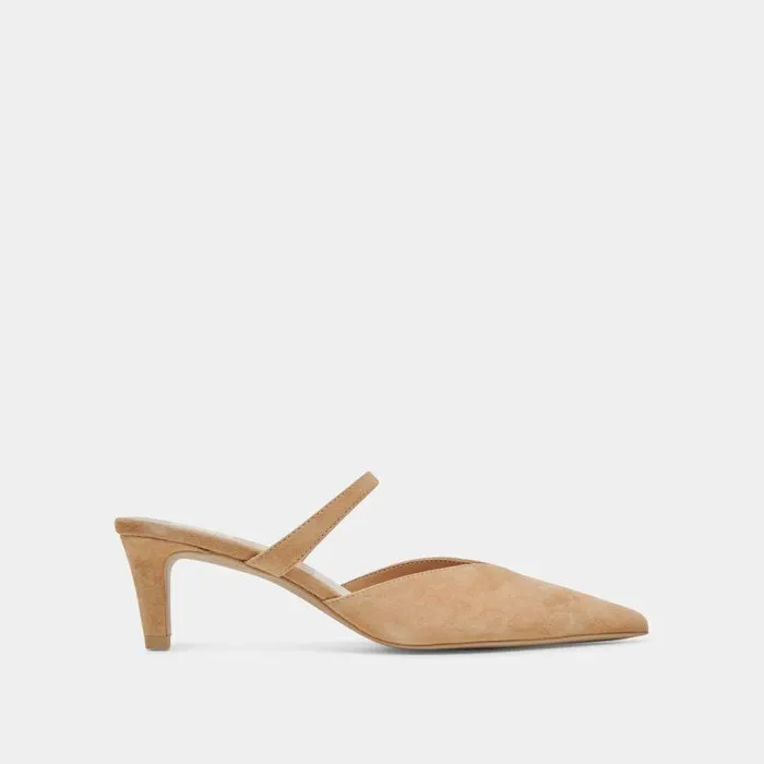 Mules and Clogs Shop Dolce Vita Kanika Mid Heels Tan Suede Tan Suede