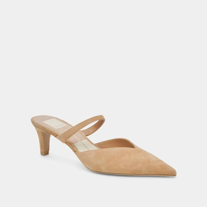 Mules and Clogs Shop Dolce Vita Kanika Mid Heels Tan Suede Tan Suede