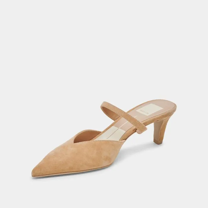 Mules and Clogs Shop Dolce Vita Kanika Mid Heels Tan Suede Tan Suede