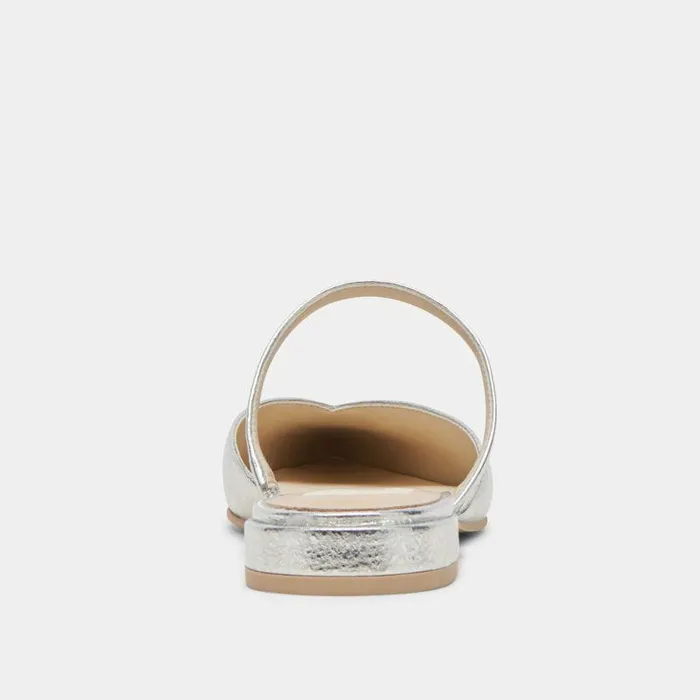 Mules and Clogs Shop Dolce Vita Kanika Wide Flats Silver Distressed Leather Silver Distressed Leather