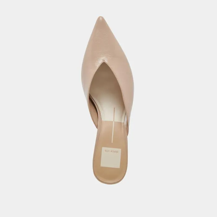 Mules and Clogs Shop Dolce Vita Sarina Heels Beige Crinkle Patent Beige Crinkle Patent