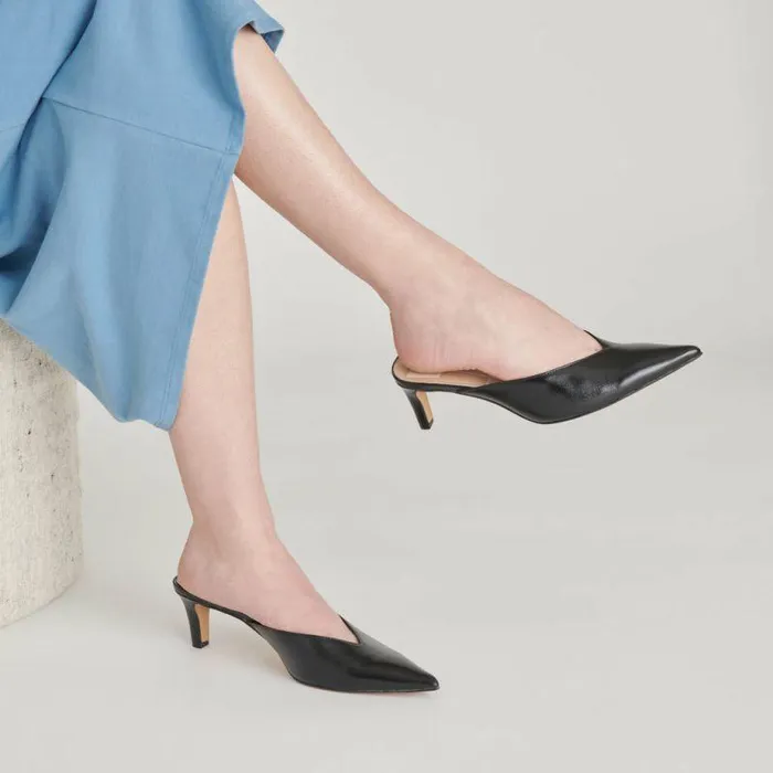 Mules and Clogs Shop Dolce Vita Sarina Heels Midnight Crinkle Patent Midnight Crinkle Patent
