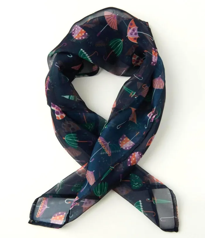 Navy and Umbrella Print Hair Scarf Accessories Unique Vintage Gloves and Scarves Navy and Umbrella Print Hair Scarf Accessories Unique Vintage Gloves and Scarves
