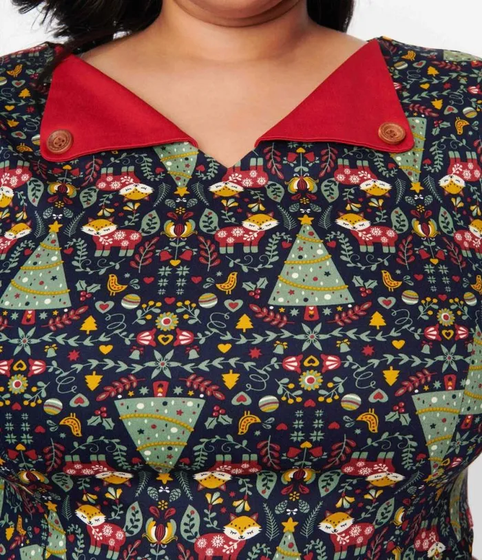 Navy Heritage Scandi Swing Dress DressesPlus Unique Vintage Pocket Dresses