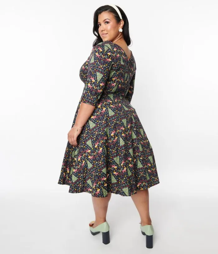 Navy Heritage Scandi Swing Dress DressesPlus Unique Vintage Pocket Dresses