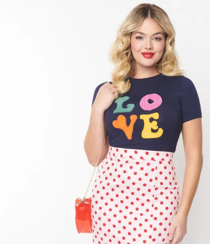 Navy Sydney Love Top ClothingPlus Unique Vintage Sweaters and Cardigans