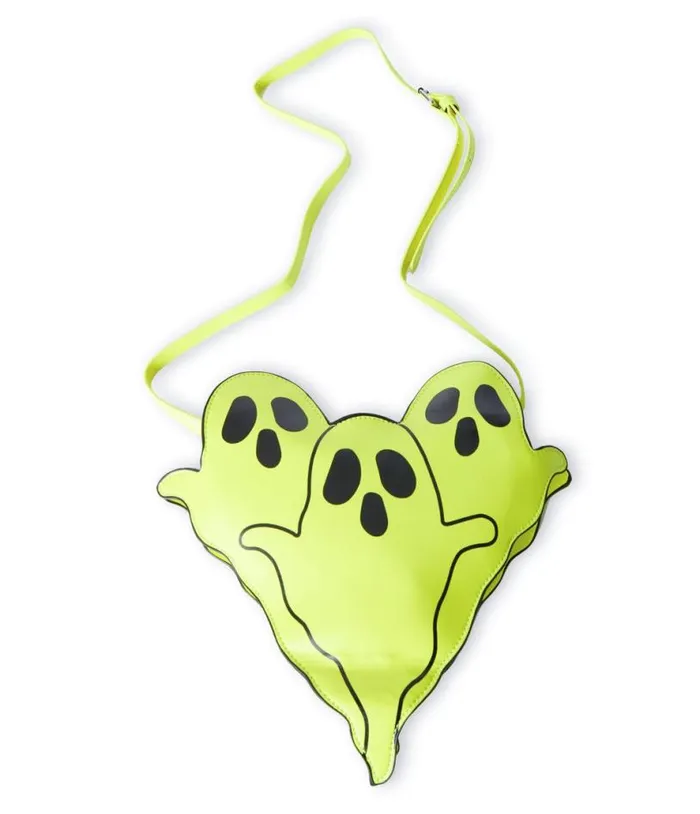 Neon Yellow Triple Ghost Crossbody Bag AccessoriesHalloween Unique Vintage Accessories
