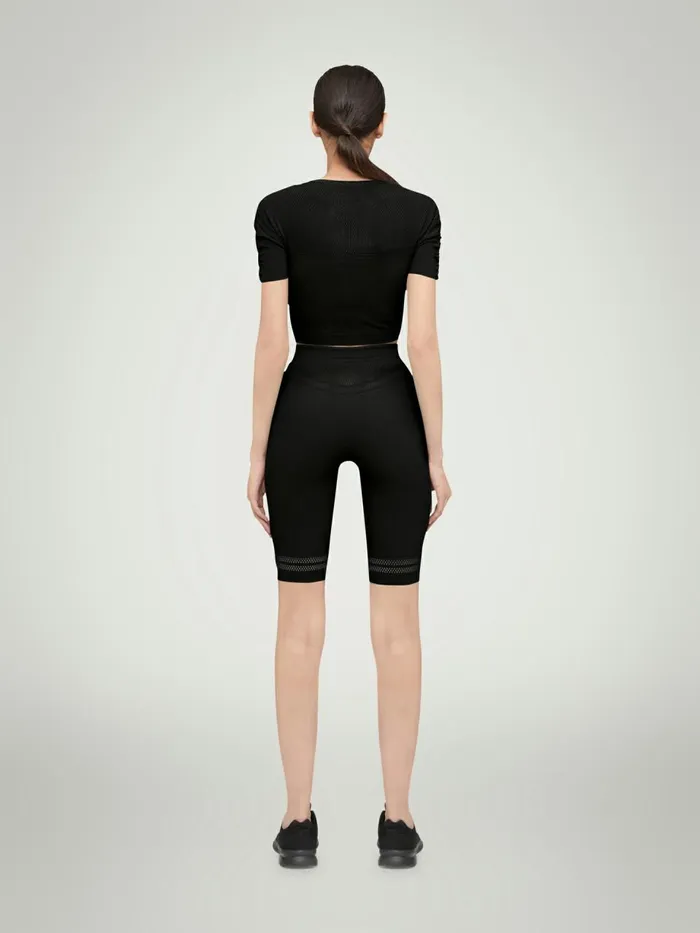 Net Lines Biker Black Women Wolford Shorts