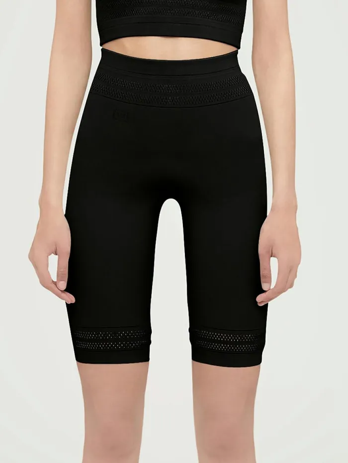 Net Lines Biker Black Women Wolford Shorts