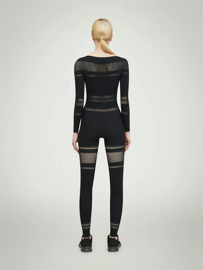 Net Lines Jumpsuit Black Women Wolford Trousers and Jumpsuits