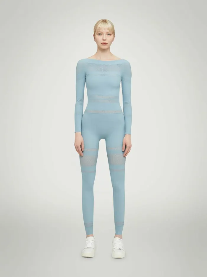 Net Lines Jumpsuit Sky Women Wolford Trousers and Jumpsuits