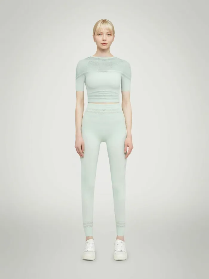 Net Lines Leggings Aqua Women Wolford Athleisure Leggings
