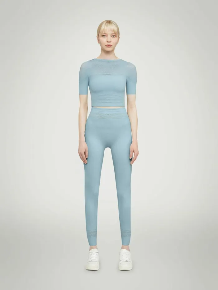 Net Lines Leggings Sky Women Wolford Athleisure Leggings