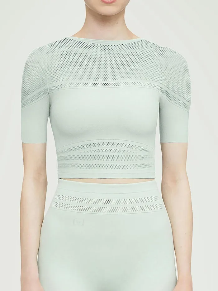 Net Lines Top Short Sleeves Aqua Women Wolford Tops