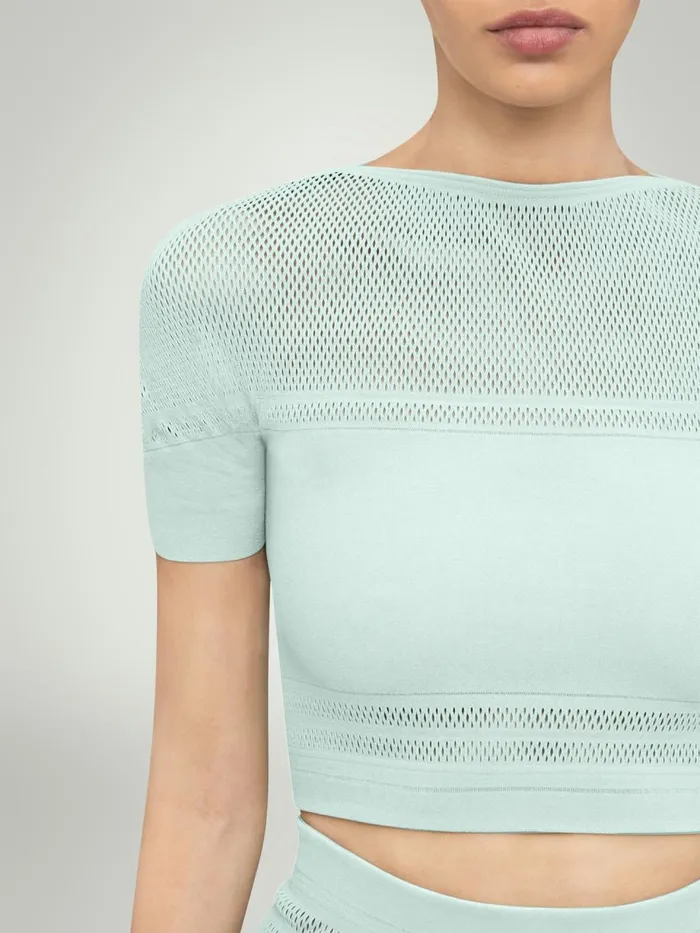 Net Lines Top Short Sleeves Aqua Women Wolford Tops