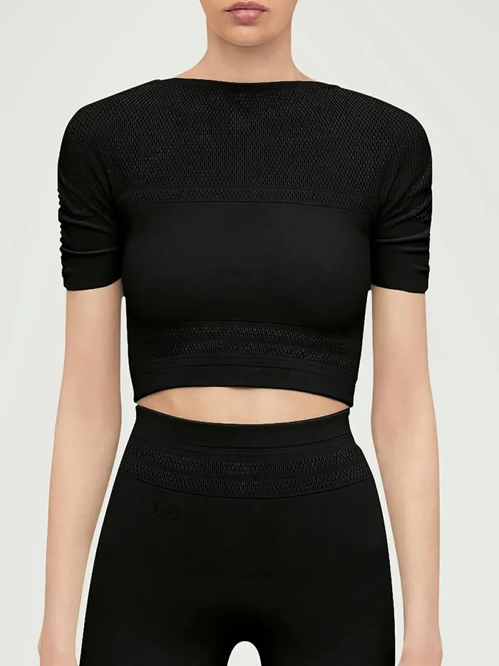 Net Lines Top Short Sleeves Black Women Wolford Tops