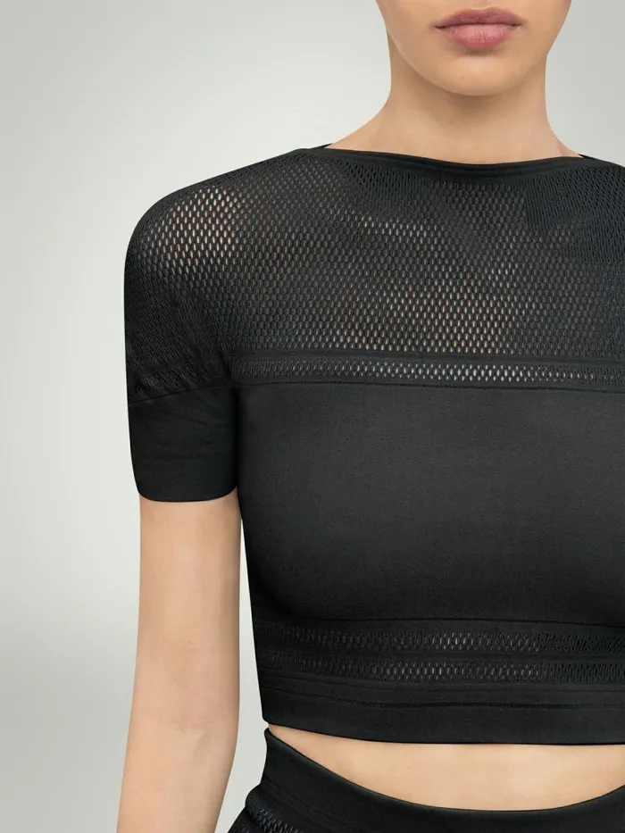 Net Lines Top Short Sleeves Black Women Wolford Tops