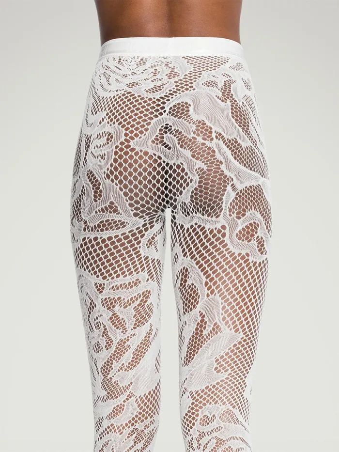 Net Roses Tights White Women Wolford Tights