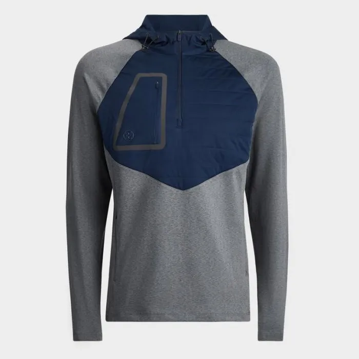 Outerwear Men GFORE HOODED TECH INTERLOCK QUARTER ZIP PULLOVER Charcoal Heather Grey Outerwear Men GFORE HOODED TECH INTERLOCK QUARTER ZIP PULLOVER Charcoal Heather Grey