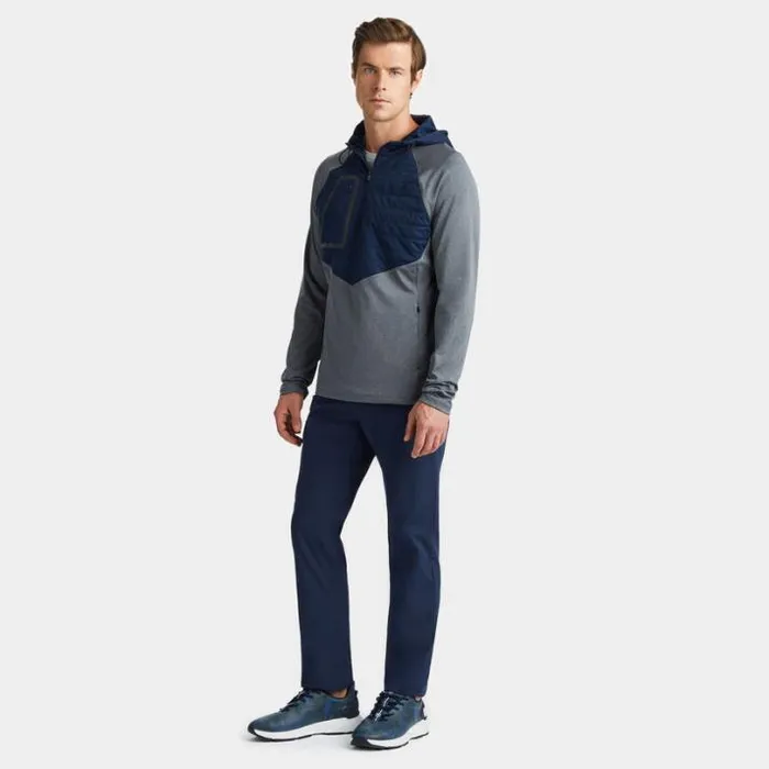 Outerwear Men GFORE HOODED TECH INTERLOCK QUARTER ZIP PULLOVER Charcoal Heather Grey
