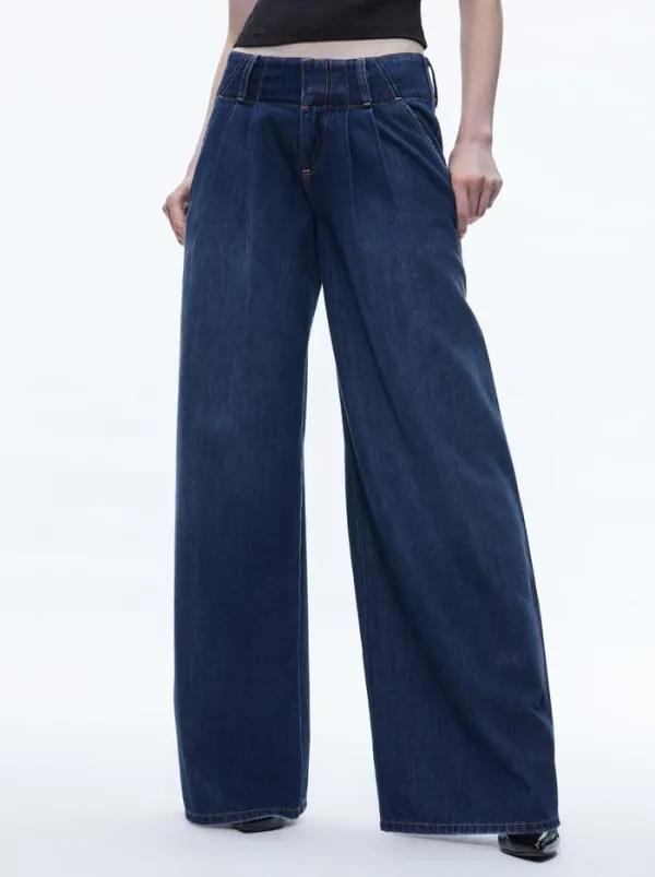 Pants Women Alice Olivia ANDERS LOW RISE PLEATED JEAN Love Train