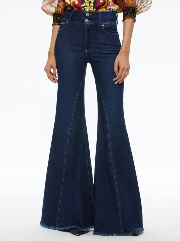 Pants Women Alice Olivia BEAUTIFUL HIGH RISE RUFFLE HEM JEAN Dream On