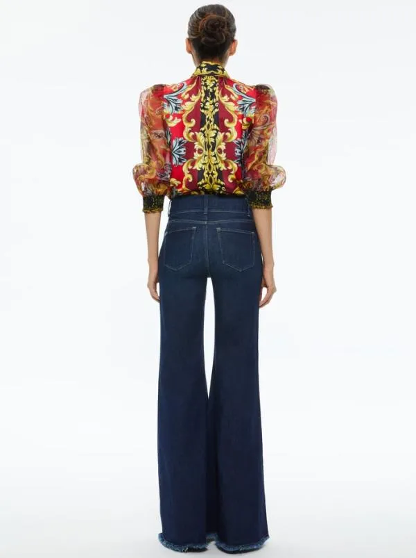 Pants Women Alice Olivia BEAUTIFUL HIGH RISE RUFFLE HEM JEAN Dream On