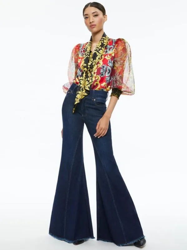 Pants Women Alice Olivia BEAUTIFUL HIGH RISE RUFFLE HEM JEAN Dream On
