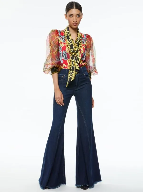 Pants Women Alice Olivia BEAUTIFUL HIGH RISE RUFFLE HEM JEAN Dream On