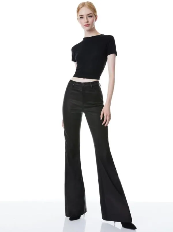 Pants Women Alice Olivia BRENT HIGH WAISTED LEATHER PANT Black