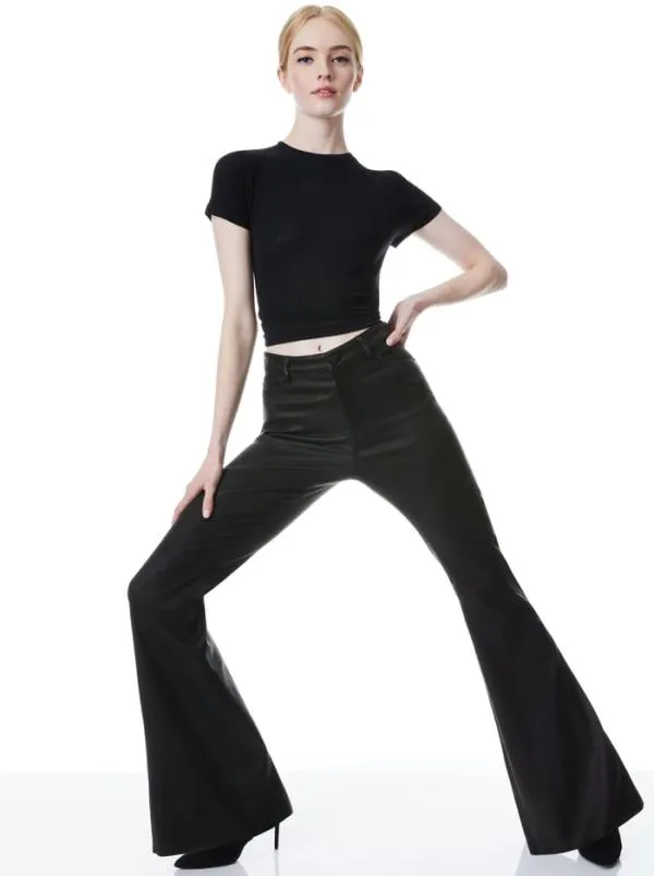 Pants Women Alice Olivia BRENT HIGH WAISTED LEATHER PANT Black