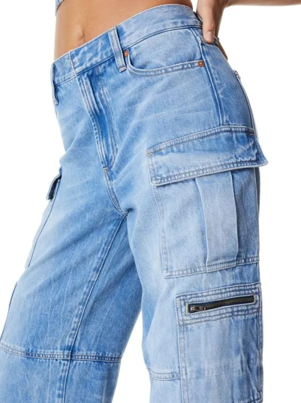 Pants Women Alice Olivia CAY BAGGY CARGO JEANS Brea Blue