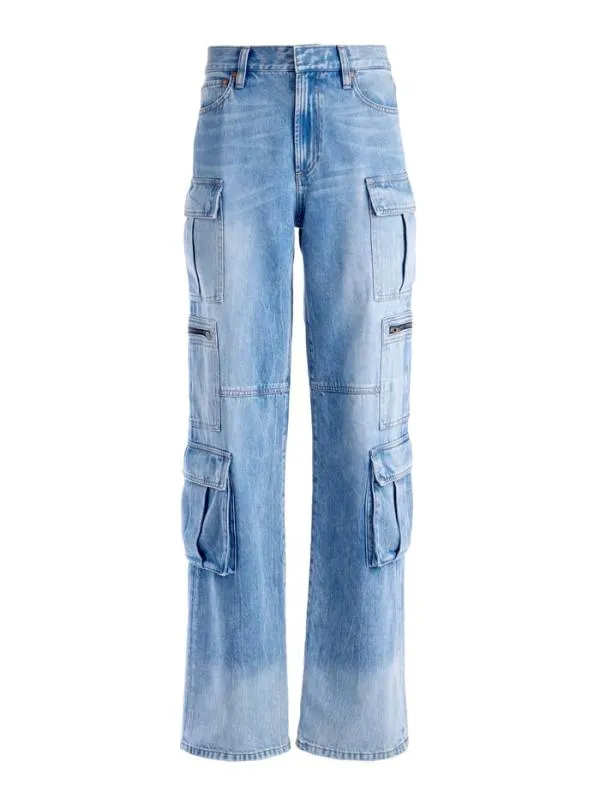 Pants Women Alice Olivia CAY BAGGY CARGO JEANS Brea Blue