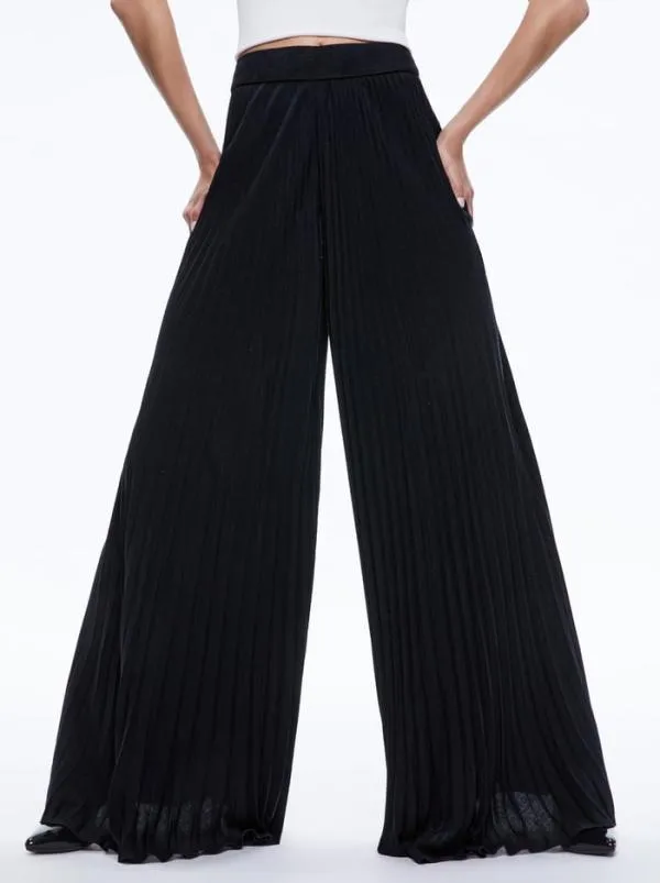 Pants Women Alice Olivia COPEN PLEATED WIDE LEG PANT Black