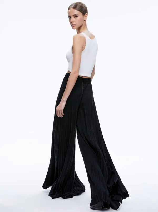 Pants Women Alice Olivia COPEN PLEATED WIDE LEG PANT Black