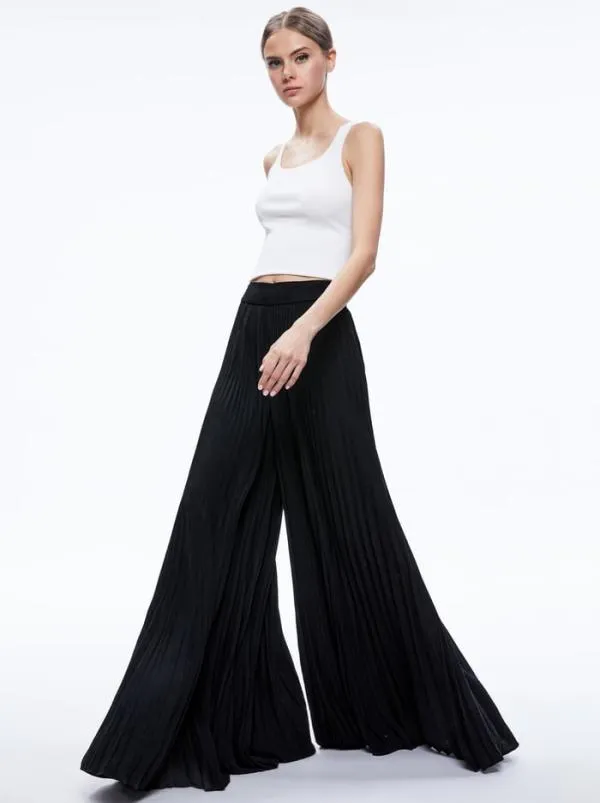 Pants Women Alice Olivia COPEN PLEATED WIDE LEG PANT Black