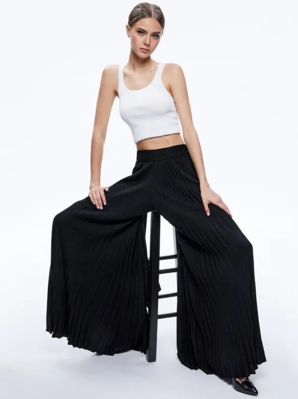 Pants Women Alice Olivia COPEN PLEATED WIDE LEG PANT Black