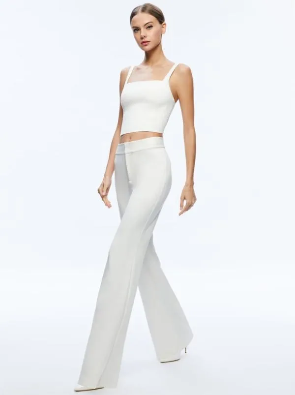 Pants Women Alice Olivia DEANNA HIGH WAISTED BOOTCUT PANT Ecru