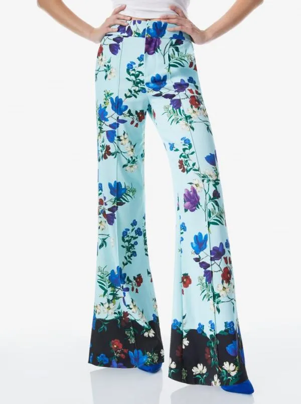Pants Women Alice Olivia DYLAN HIGH WAISTED WIDE LEG PANT Beautiful Blooms Lg Julep