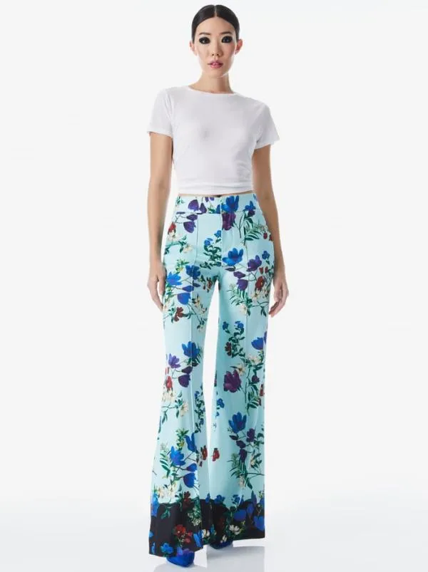 Pants Women Alice Olivia DYLAN HIGH WAISTED WIDE LEG PANT Beautiful Blooms Lg Julep