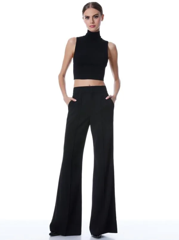 Pants Women Alice Olivia DYLAN HIGH WAISTED WIDE LEG PANT Black