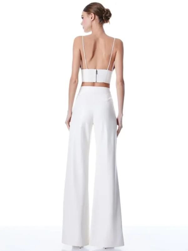 Pants Women Alice Olivia DYLAN VEGAN LEATHER WIDE LEG PANT Ecru