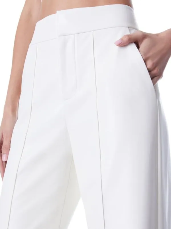 Pants Women Alice Olivia DYLAN VEGAN LEATHER WIDE LEG PANT Ecru
