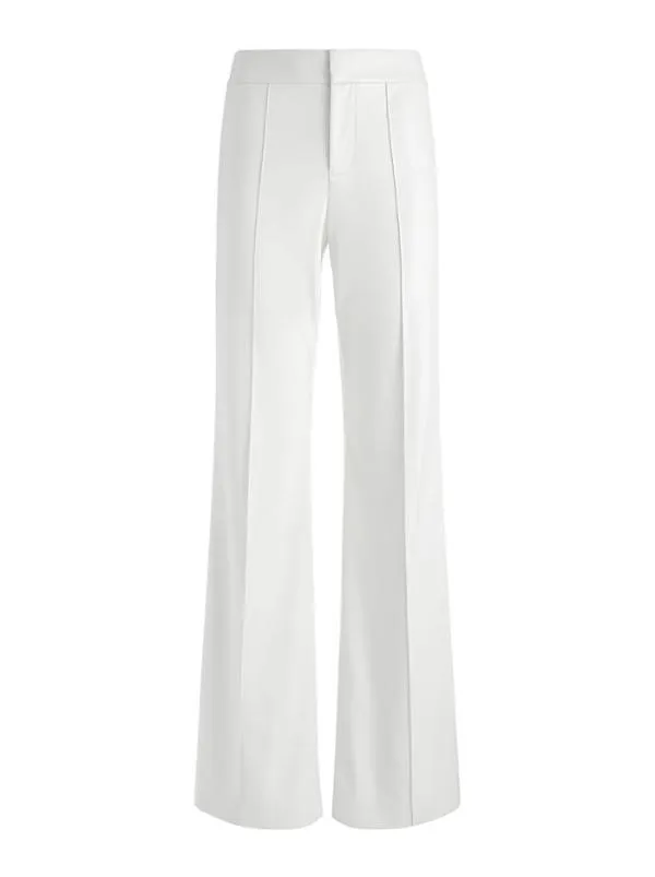 Pants Women Alice Olivia DYLAN VEGAN LEATHER WIDE LEG PANT Ecru