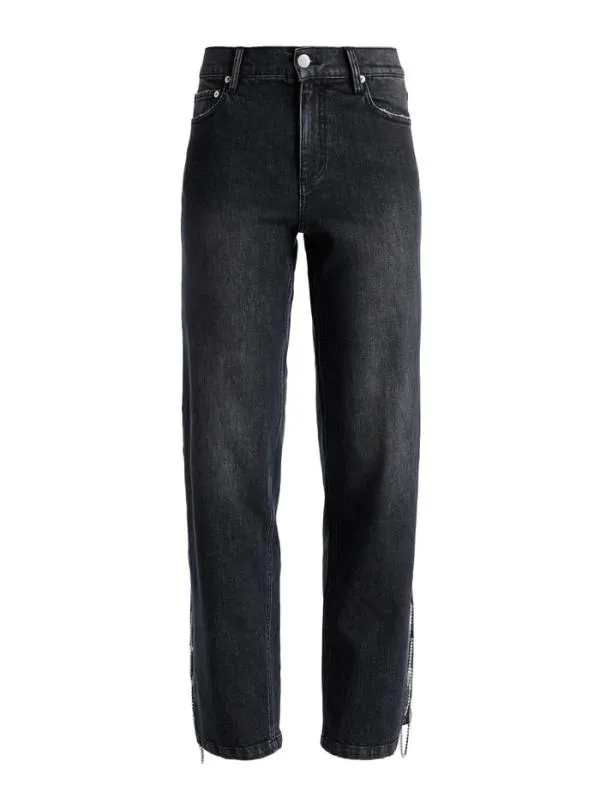 Pants Women Alice Olivia GAYLE EMBELLISHED SIDE JEAN Maya Charcoal Black