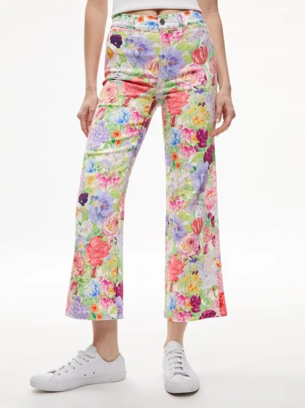 Pants Women Alice Olivia GORGEOUS COIN POCKET CROPPED JEAN Dawn Floral