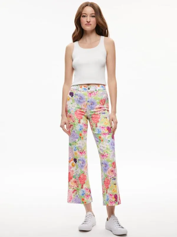 Pants Women Alice Olivia GORGEOUS COIN POCKET CROPPED JEAN Dawn Floral